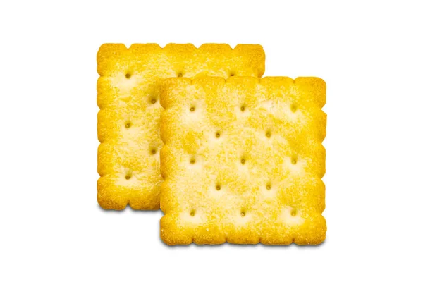 Visão Superior Flat Lay Dois Crunchy Doce Seco Deliciosos Crackers — Fotografia de Stock