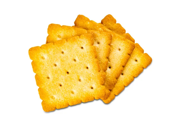 Stapel Von Trockenen Süßen Köstlichen Quadratischen Form Cracker Isoliert Auf — Stockfoto