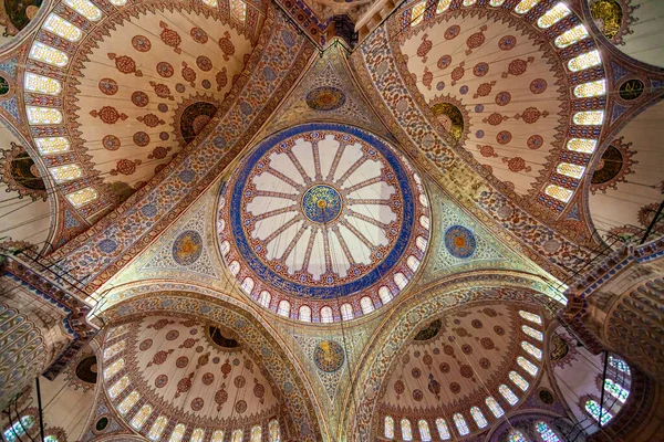 View Interior Geometric Painting Ceiling Blue Mosque Sultan Ahmed Mosque — Stock Photo, Image