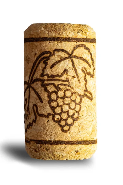 Pojedynczy Korek Wina Grona Ilustracji Winogron Izolowanych Białym Tle Ścieżką — Zdjęcie stockowe