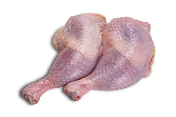 Két Darab Csirke Lábak Elszigetelt Fehér Háttér Nyírás Útvonal — Stock Fotó