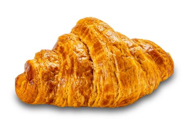 Taze pişmiş altın Fransız kruvazörü beyaz arka planda izole edilmiş kırpma yolu, yan görüş.