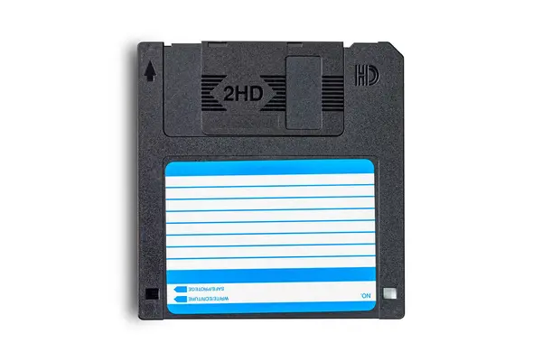 stock image Top view single diskette for old computer isolated on white background with clipping path.