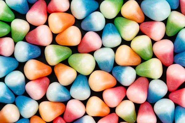 stock image Crispy jelly. Top view pile of colorful sugar coated crispy jelly, closeup, horizontal, studio shot, background.