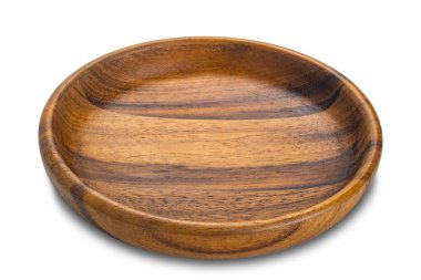 Beyaz arkaplanda kırpma yolu ile izole edilmiş tek boş ahşap plakanın yüksek açılı görünümü.