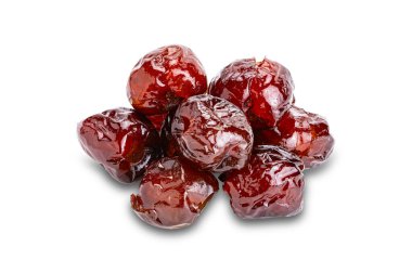 Top view pile of sweet pitted chinese jujube fruit preserved in syrup isolated on white background with clipping path. clipart