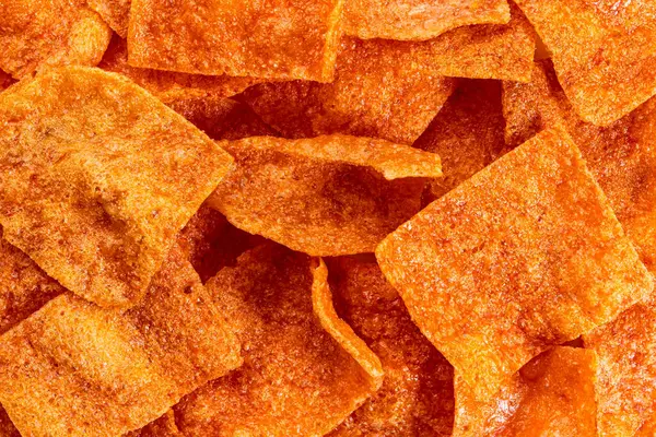 Lezzetli ev yapımı, kıtır kıtır domuz eti arka planının üst görüntüsü..