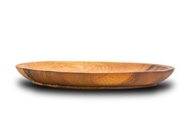 Kesme yolu ile beyaz arkaplanda izole ahşap plaka yan görünümü.