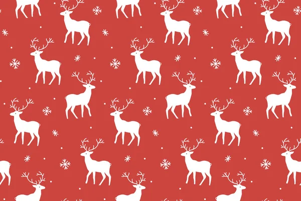 Rotes Weihnachtsmuster Hirschbilder Geschenkpapier Design Vektor Nahtlosen Hintergrund Für Den — Stockvektor