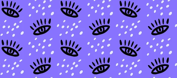 Очі Безшовний Візерунок Намальовані Чорнилом Очі Синьому Фоні Друк Тканини — стоковий вектор