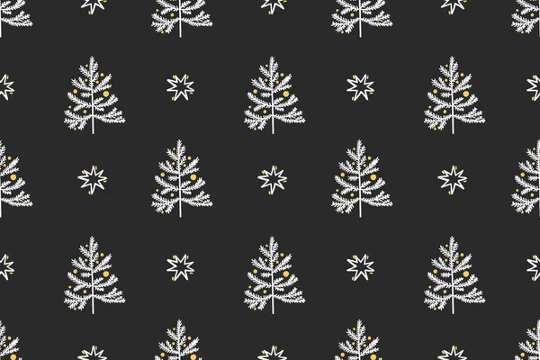 Modèle Sans Couture Noël Conception Papier Emballage Cadeau Arbres Noël — Image vectorielle