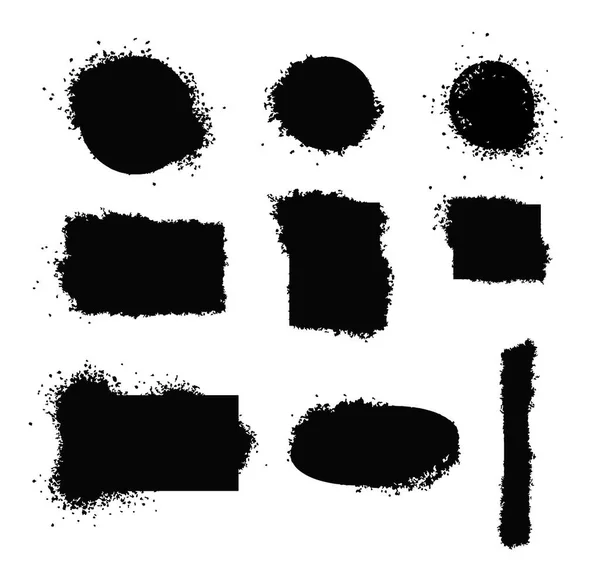Zwarte Inkt Spray Rechthoek Cirkel Frames Stedelijke Splatter Textuur Voor — Stockvector