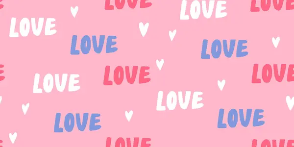 Pinkfarbenes Liebeswortmuster Modernes Trendiges Design Mit Herzen Und Buchstaben Auf — Stockvektor