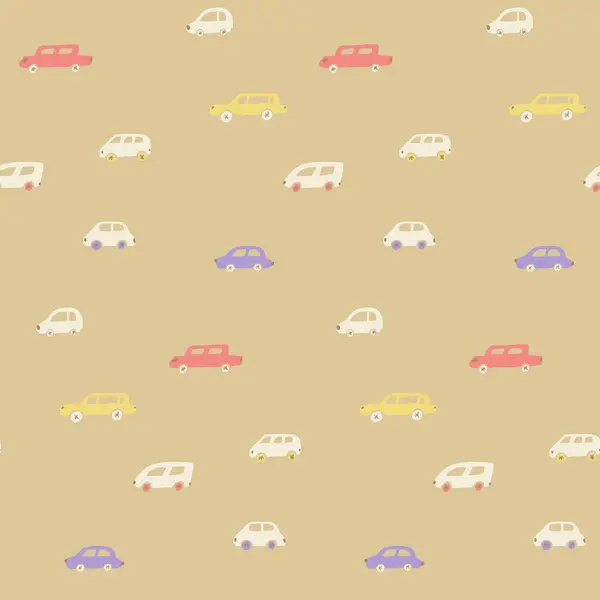 Автомобили Узор Пастельно Зеленый Синий Розовый Обои Различных Автомобилей Бесшовная Лицензионные Стоковые Иллюстрации