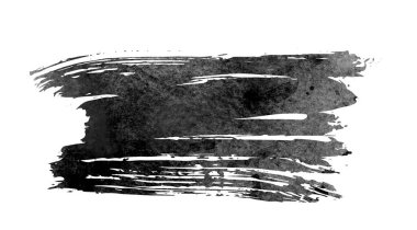 Siyah ve gri suluboya fırça izi. Mürekkep darbeleri, soyut tasarım ögesi.