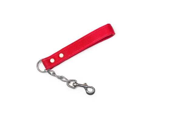 Red Pet Hook Leash White Background Copy Space — Stock Photo, Image