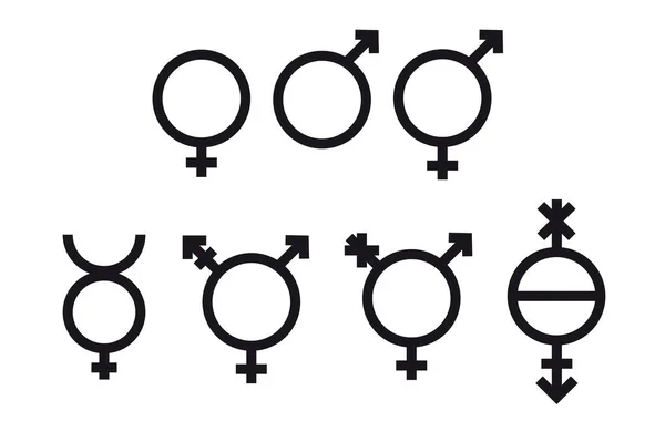 Symbole Płci Czarnych Liniach Białym Tle — Zdjęcie stockowe