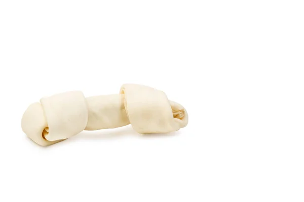 Rohlederknochen Auf Weißem Hintergrund Mit Kopierraum — Stockfoto