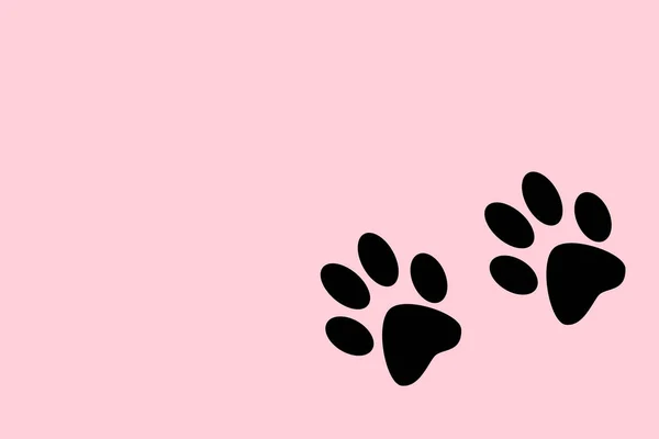 Kutya Lábnyomok Rózsaszín Háttér Másolási Hely — Stock Fotó