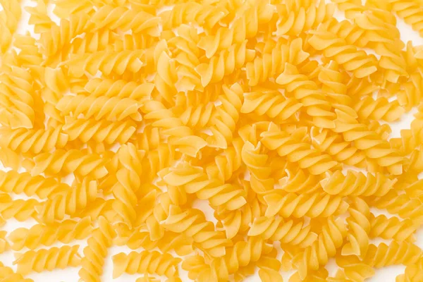 Fusilli Pasta Auf Weißem Hintergrund Mit Kopierfläche — Stockfoto