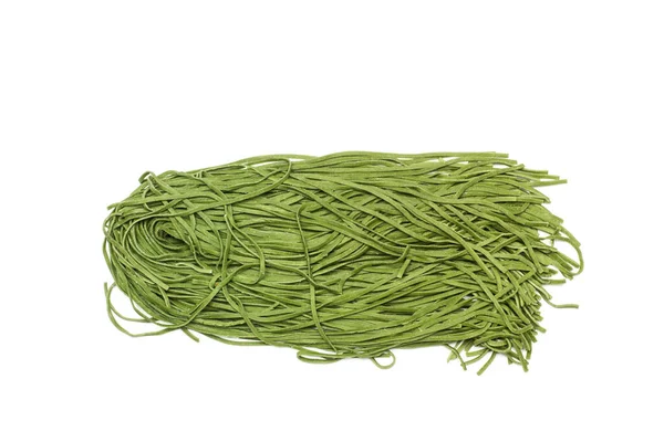 Färsk Okokt Vegetabilisk Spaghetti Vit Bakgrund Med Kopieringsutrymme — Stockfoto