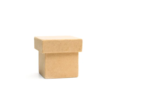 Plywood Box Vit Bakgrund Med Kopieringsutrymme — Stockfoto