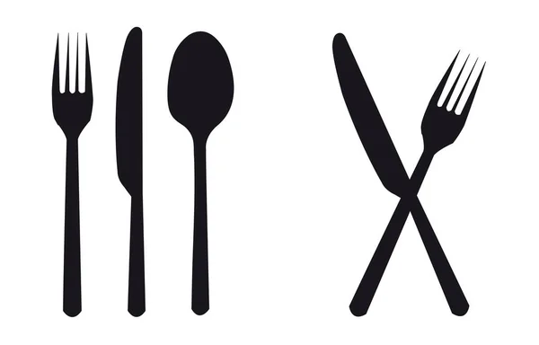 白色背景的餐具和餐馆标志 — 图库照片