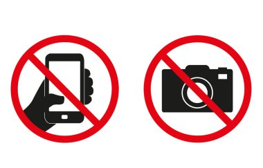 Photography and smart phone use prohibition sign on a white background