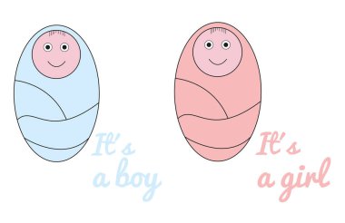Boy and girl greeting card on a white background