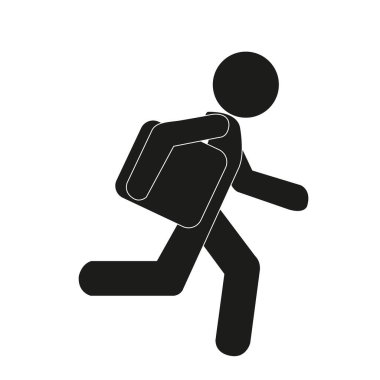 A walking delivery man on a white background with copy space