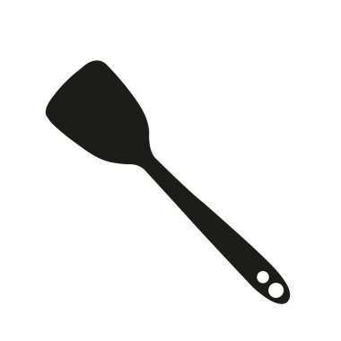 Siyah pişirme spatulası kopyalama alanı olan beyaz bir arkaplanda izole edildi