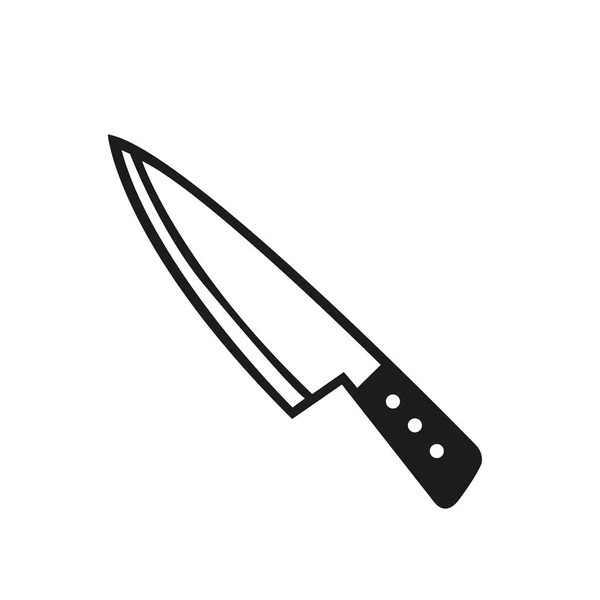 Черный Кухонный Нож Белом Фоне Копировальным Пространством — стоковый вектор