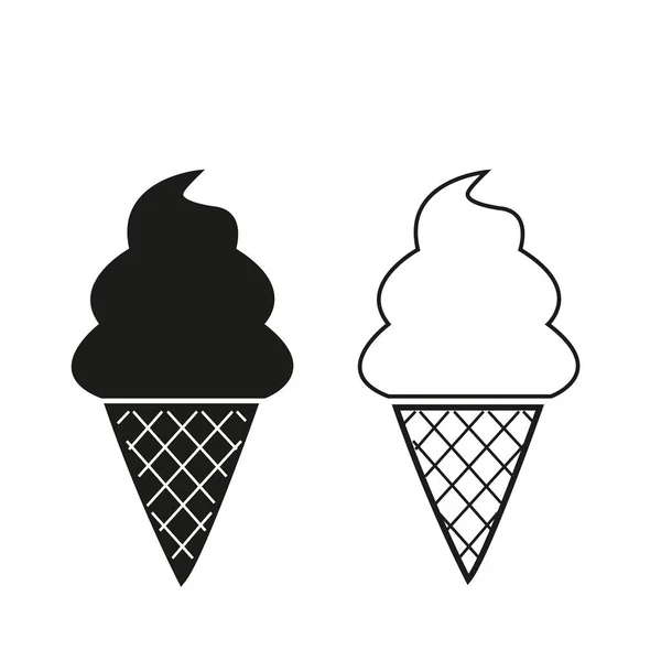 コピースペースと白い背景に黒と白のアイスクリームコーン — ストック写真