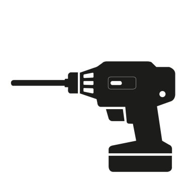 Kopyalama alanı olan beyaz bir arkaplanda bit izole edilmiş siyah elektrikli matkap