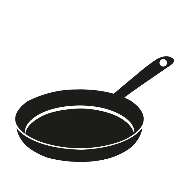 Empty Black Frying Pan White Background Copy Space — Stock Vector