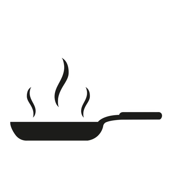 Black Frying Pan White Background Copy Space — Stock Vector