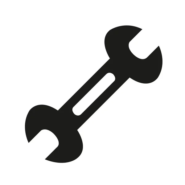 Black Open End Wrench White Background Copy Space — Stock Vector
