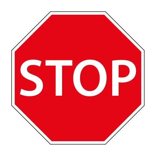 Stoppa Trafikskylt Vit Bakgrund Närbild — Stock vektor
