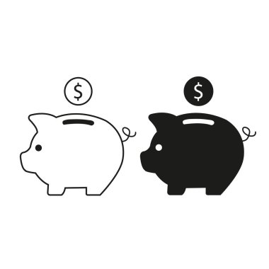 Fotokopi alanı olan beyaz ve siyah domuz kumbarası