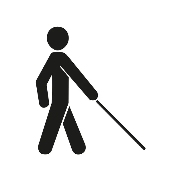Svart Blind Person Underteckna Vit Bakgrund Med Kopia Utrymme — Stock vektor