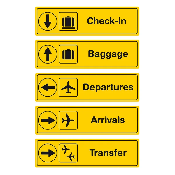 Informations Jaunes Panneaux Aéroport Sur Fond Blanc — Image vectorielle