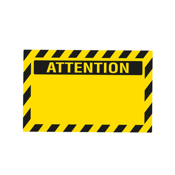 Black and yellow attention sign with copy space on a white background