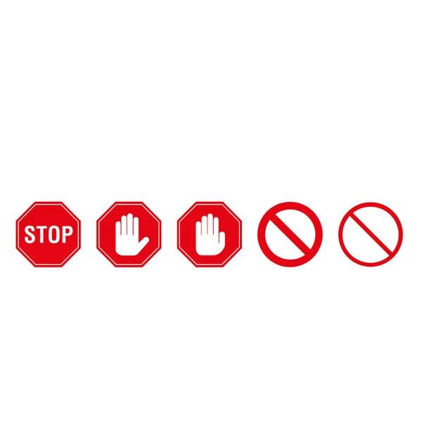 Red Forbidden Stop Signs White Background Copy Space — Stock Vector