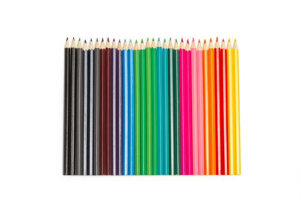 Kolorowe Ołówki Białym Tle Przestrzenią Kopiowania — Zdjęcie stockowe