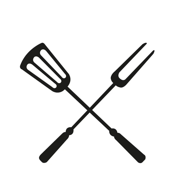 Black Spatula Fork White Background Copy Space — Stock Vector