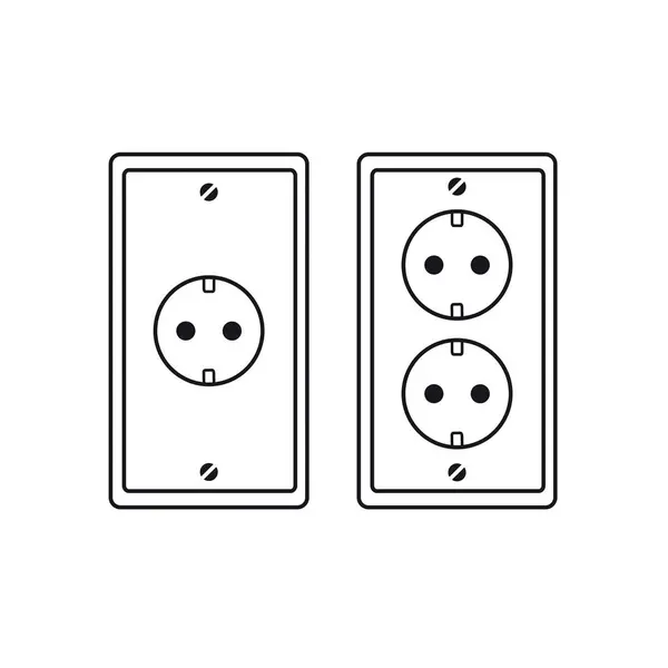 具有复制空间的白色背景上的简单和双电源插座 — 图库矢量图片