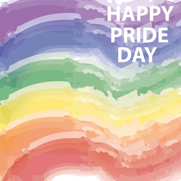ゲイ誇りの日のバナーとともにパステルカラーの虹白の背景にコピースペース — ストックベクタ