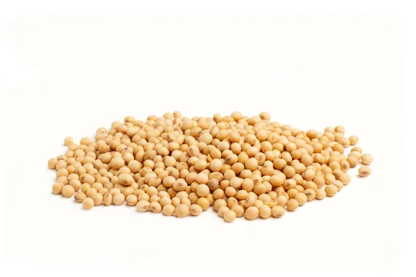Heap Soy Beans White Background Copy Space — Stock Photo, Image