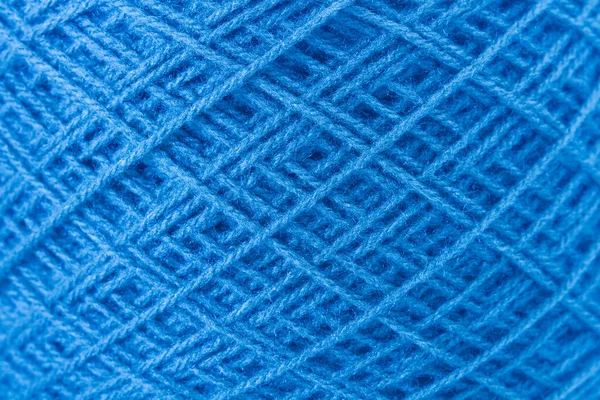 Blue ball of wool in a close up view