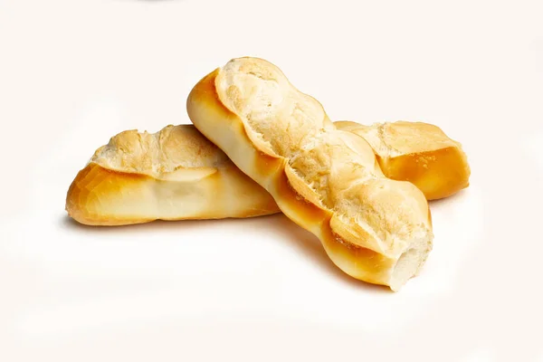 Bröd Vit Bakgrund Med Kopieringsutrymme — Stockfoto